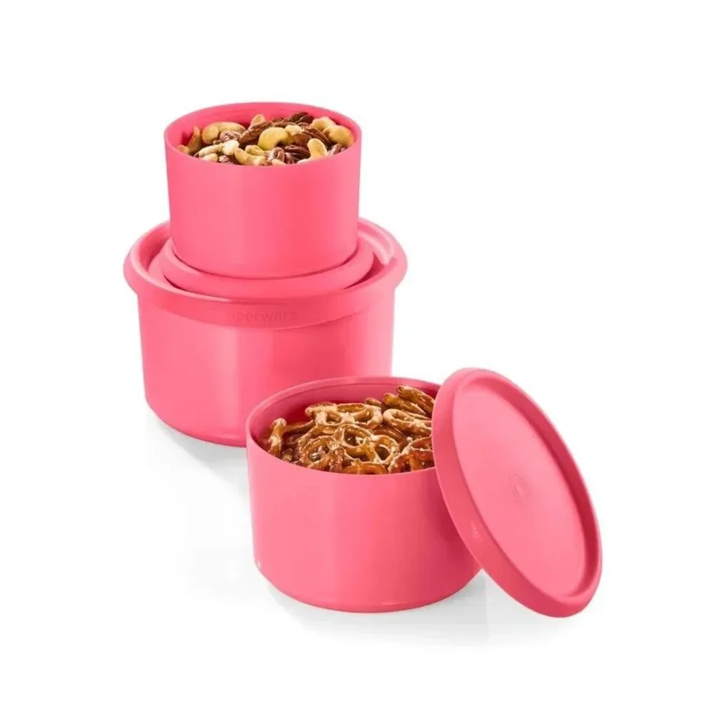 NEW Tupperware one touch canister set flamingo pink set of 3